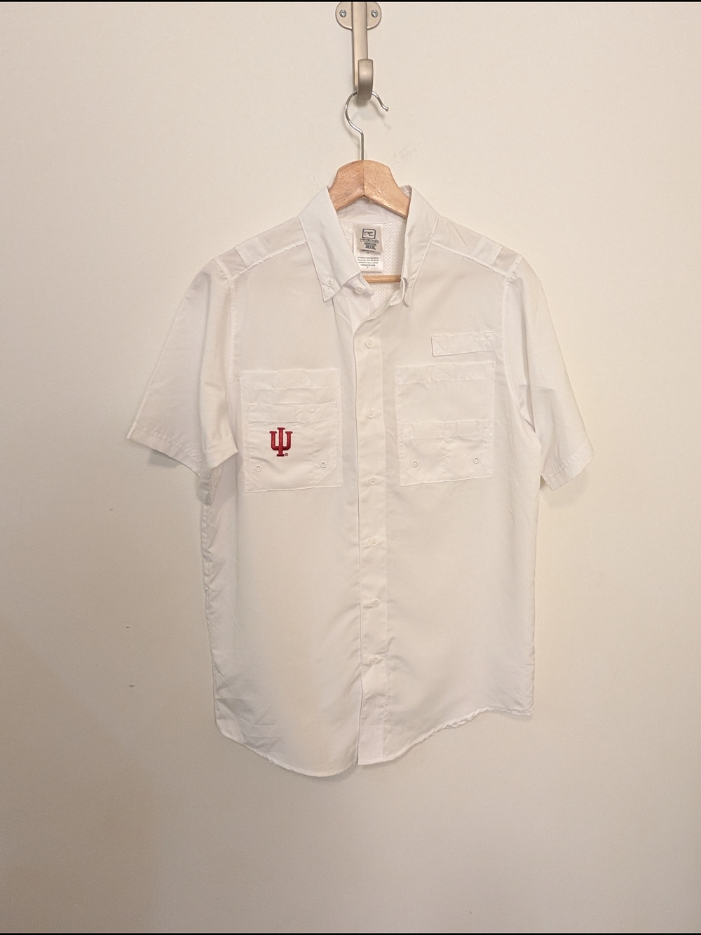 IU Hooisers Proedge White Short-Sleeve Button-Down Fishing Shirt Men's Small